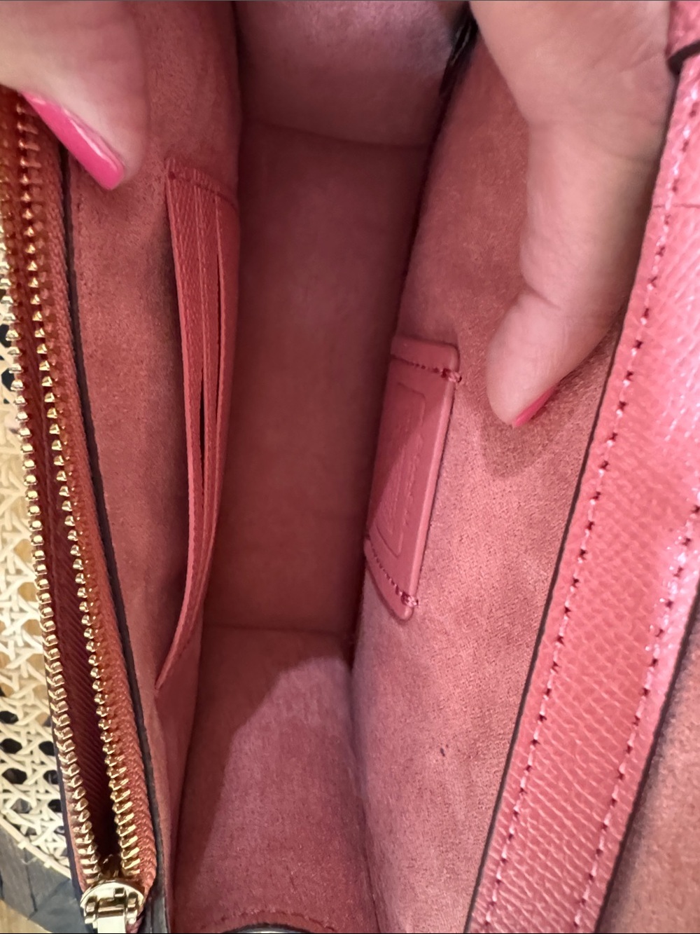 Coach Coral Pink Pebbled Leather Crossbody Bag - Picture 5 of 6